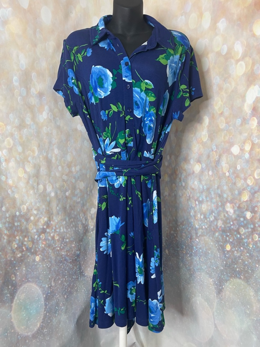 Isaac Mizrahi Live Blue Floral Polo Shirt Dress
EUC Size LP